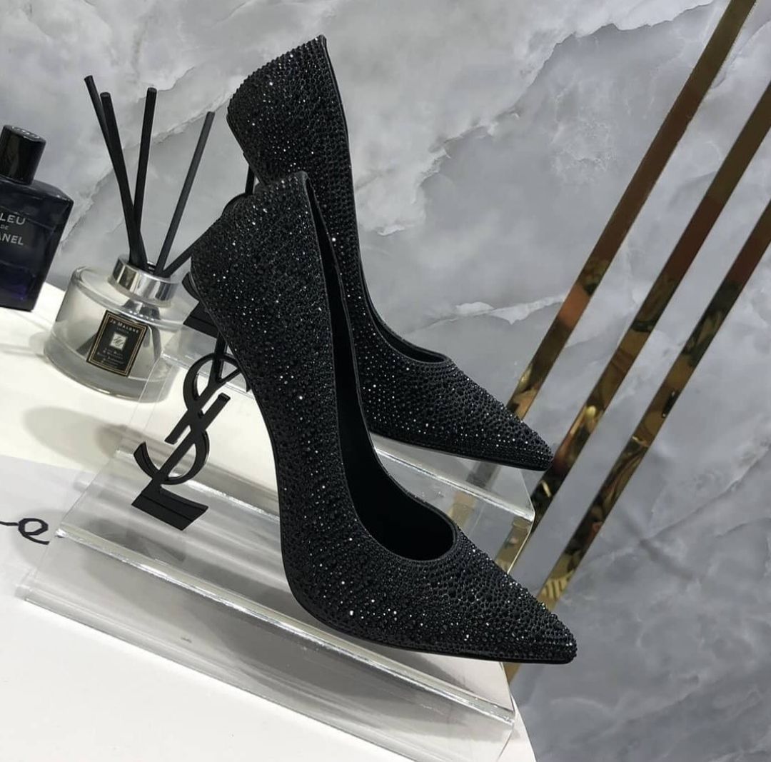 YSL Black Court Shoe Heel