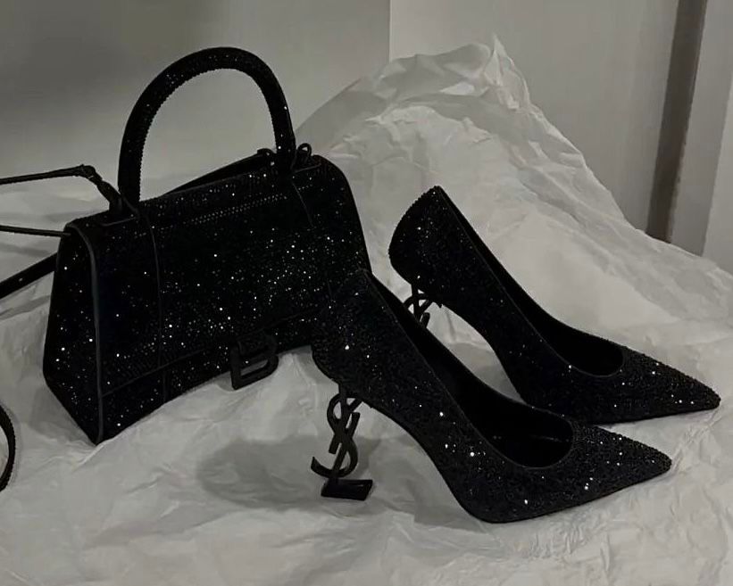 YSL Black Court Shoe Heel