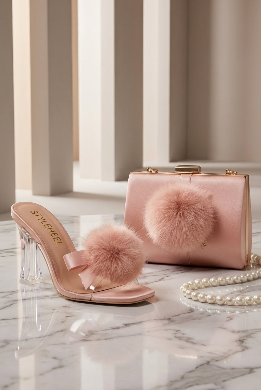 Fluffy Fur Womens Slipper High Heels