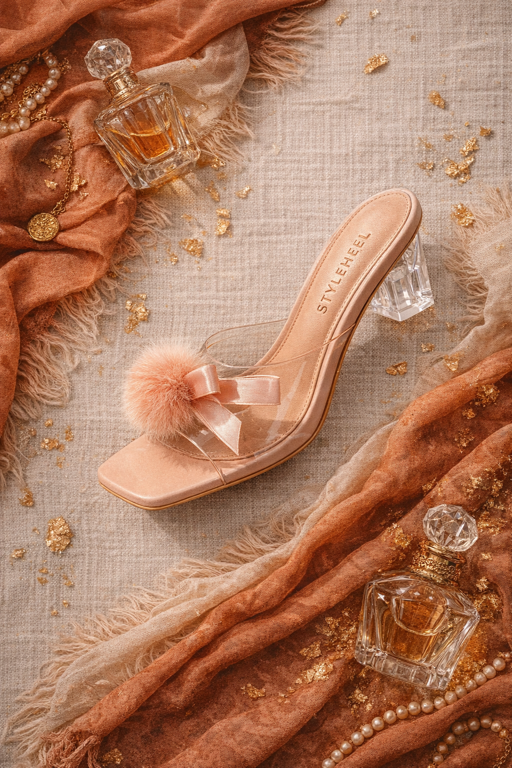 Fluffy Fur Womens Slipper High Heels