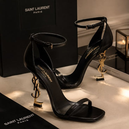 Stylish-Heell Black Gold Stiletto Heels